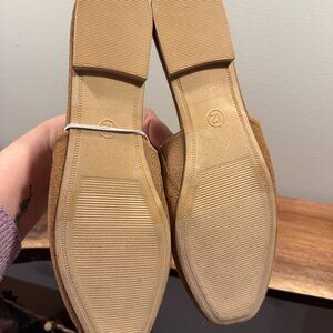 a new day tan faux suede slip on flats